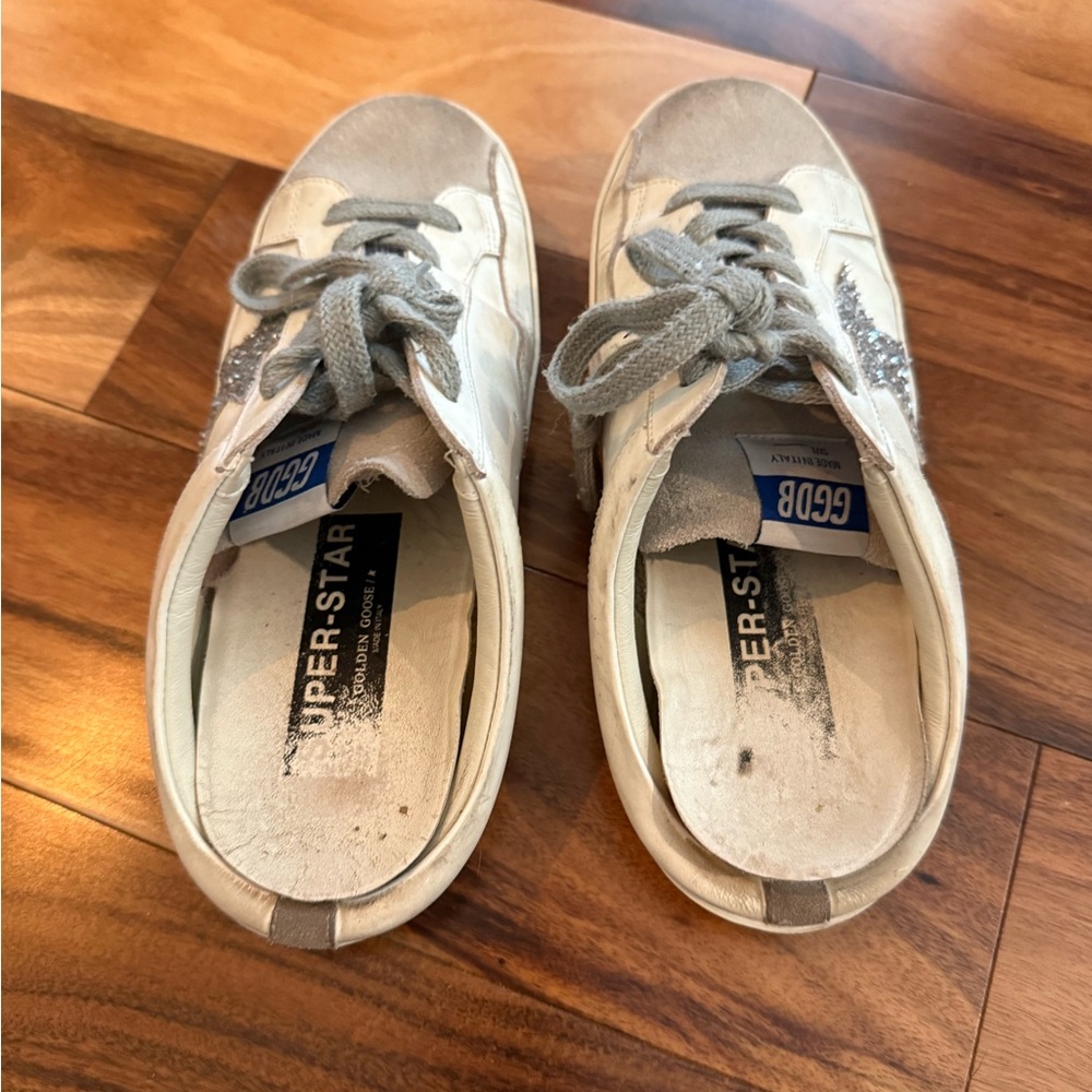 Golden Goose White and Gray Star Sneakers - Picture 2 of 6